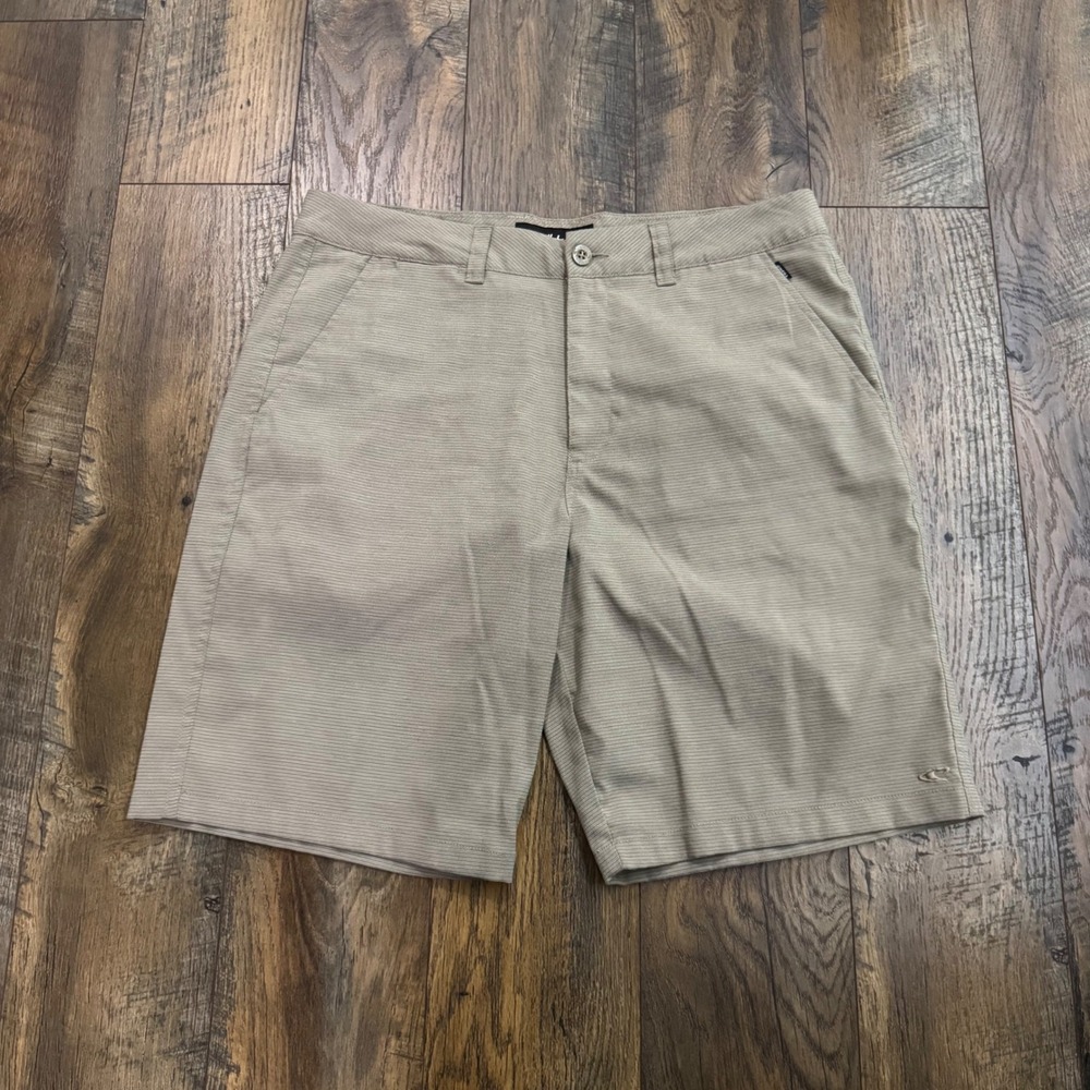 O'Neill Mens 36 Khaki Hybrid Textured Tan Stretch‎ Chino Shorts Surf Golf Beach